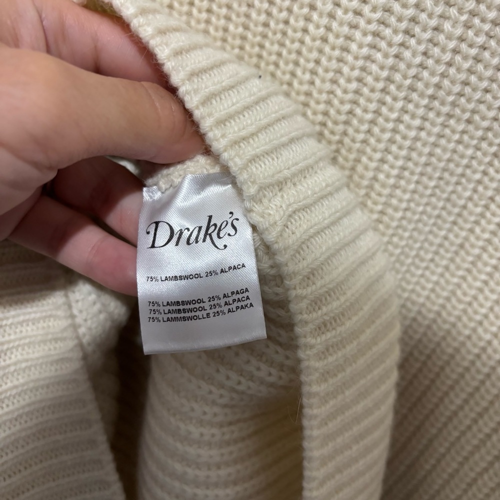 NWT Drakes Integral Collar Ribbed Jumper Ecru (Cream) - Size XXL - Picture 6 of 7
